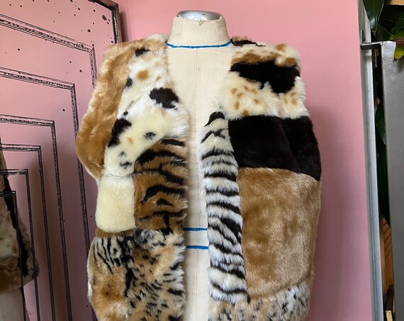 VTG Faux Fur Patchwork Vest