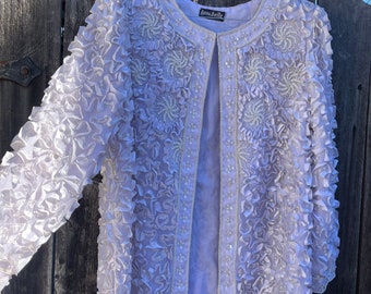 VTG 80s Pure Silk Ribbon Beaded Jacket