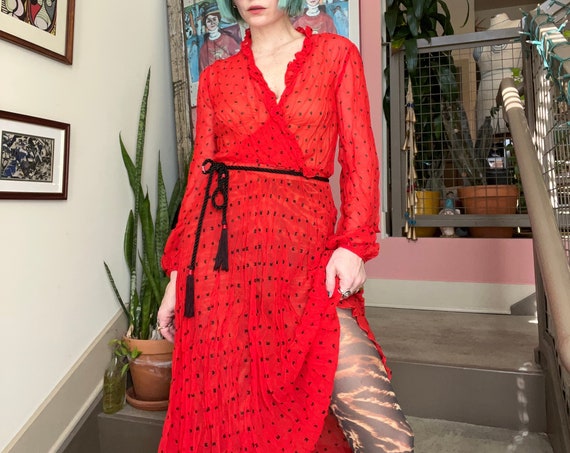 VTG 70s Red Sheer Dress