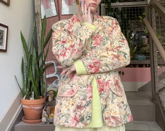 Blazer vintage con tapiz floral de los años 90
