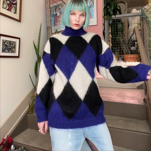 Vintage Harlequin Mohair Blend Sweater