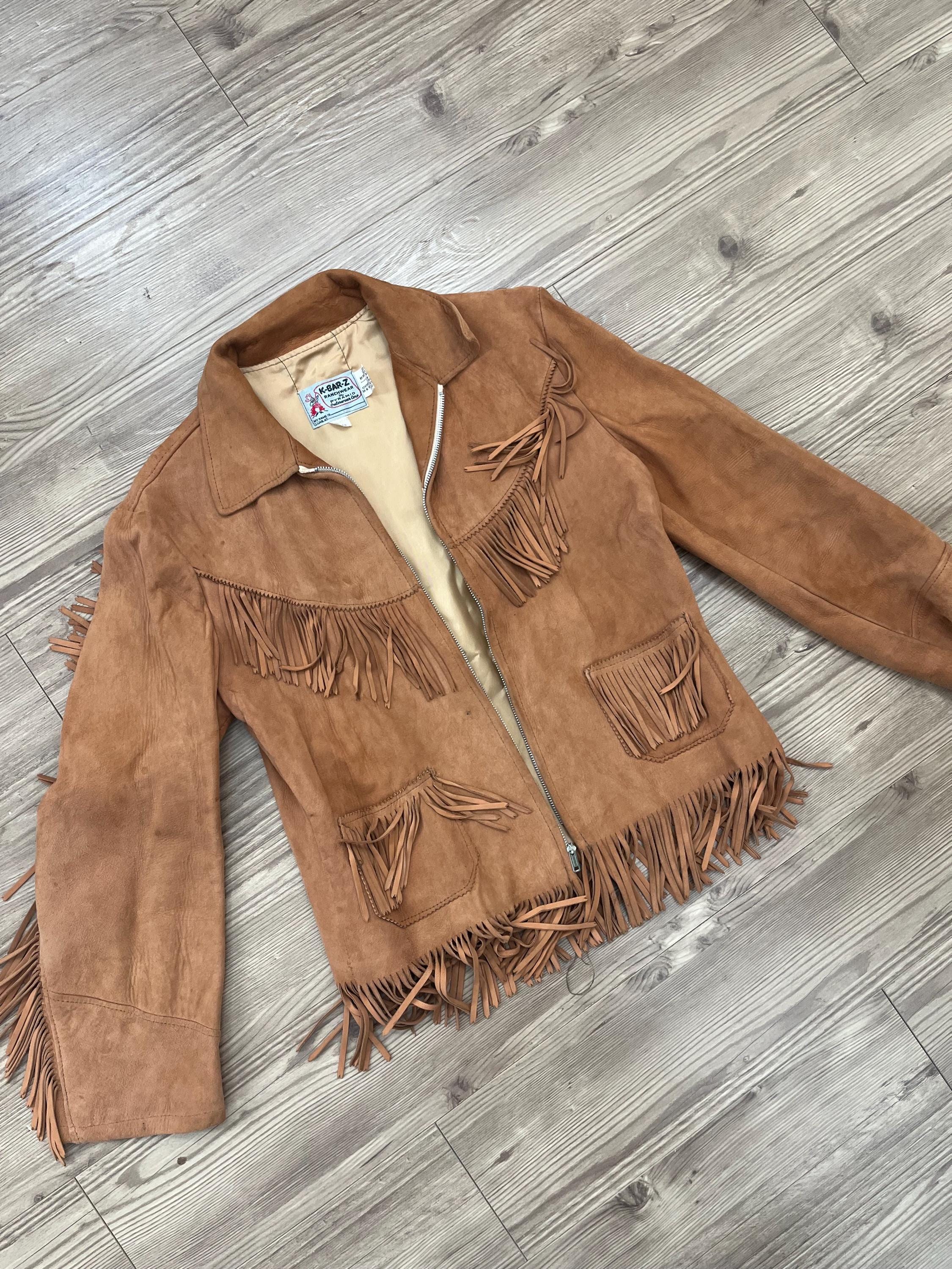 【vintage】 western fringe suede jacket VTG 50s/60s K-bar-z Ranchwear Camel Suede Fringe Jacket - Etsy