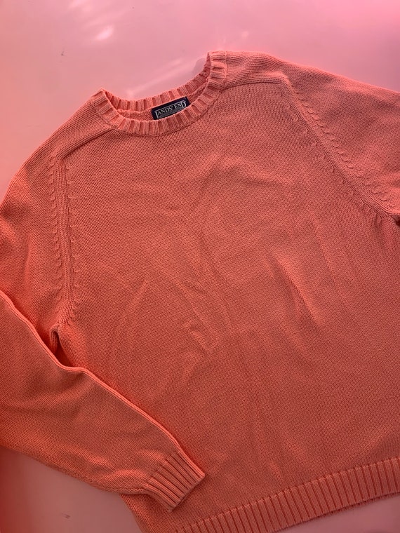 Vintage 90s Peachy Cotton Knit Sweater - image 3
