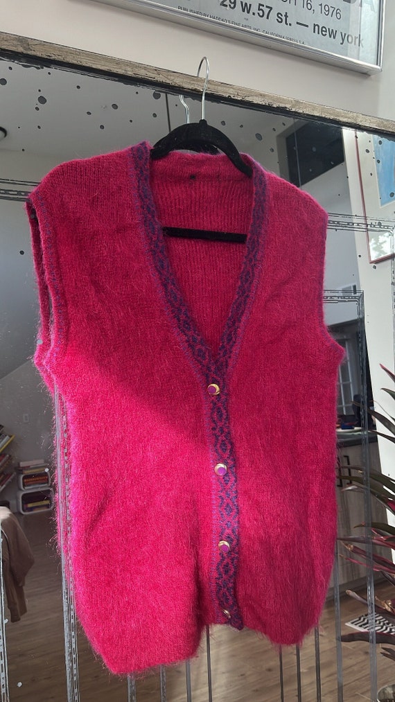 VTG 90s Fuchsia Mohair Sweater Vest