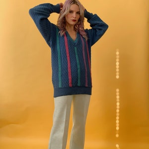 Vintage 80s Cotton V-neck Sweater