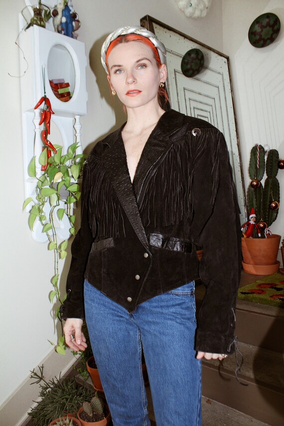 80s Suede/Leather Fringe Jacket