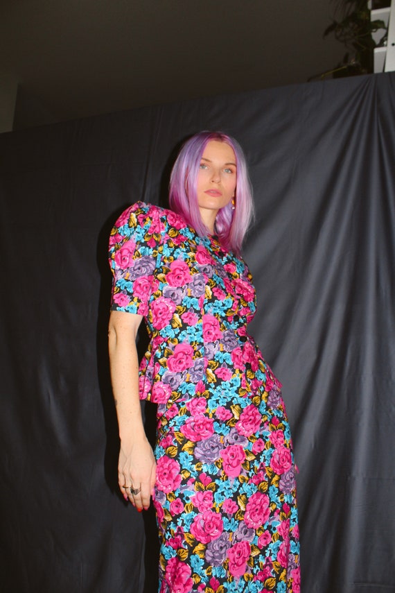 Vintage 80s | Floral Skirt Set