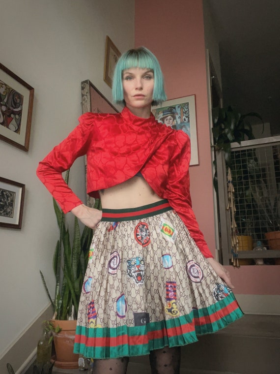 Fake Designer Pleated Mini Skirt