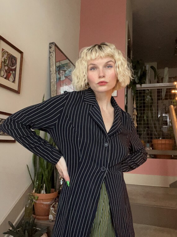 VTG 90s Pinstripe Navy Stretchy Blazer