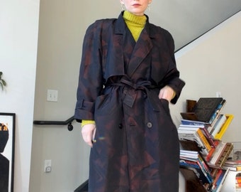 VTG 80s Mulberry Street Nylon Printed Trench