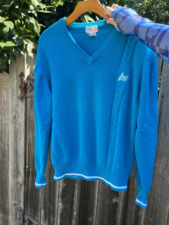 VTG 80s IZOD Club Wild Dunes Vibrant Blue Sweater - image 2