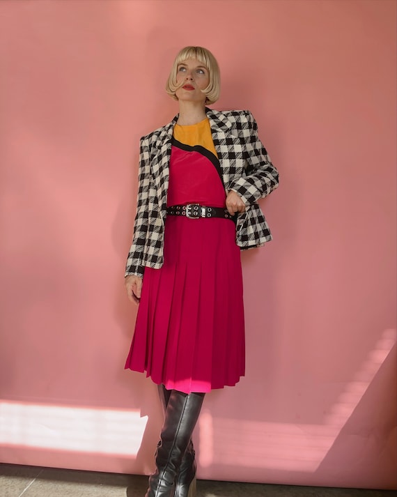 VTG 80s/90s Fuchsia Pleated Midi Skirt