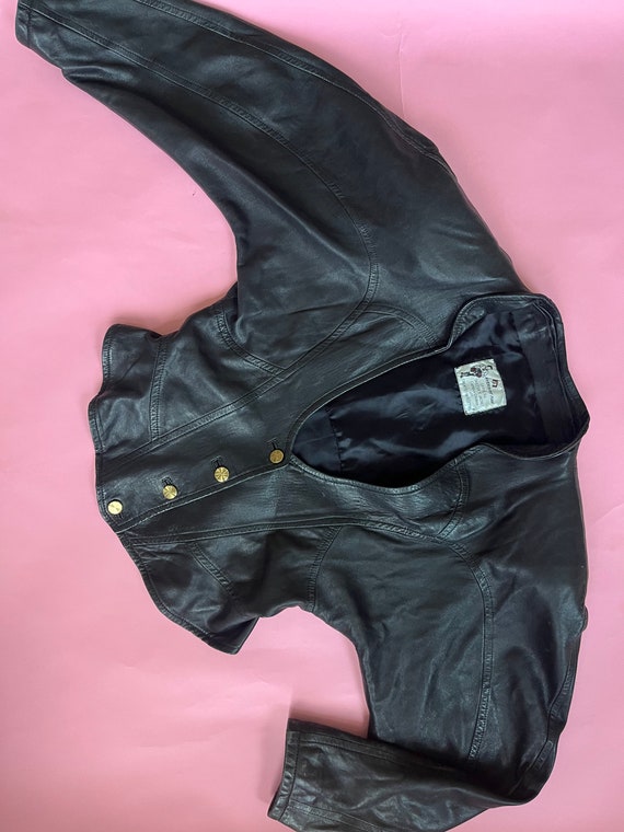 vtg 80s leather jacket - Gem
