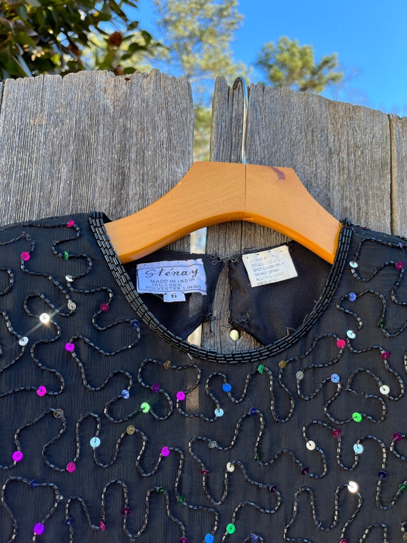 VTG 80s Beaded Silk Mini - image 5