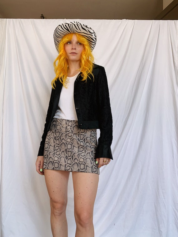 Black Lace Silk/Nylon Cropped Jacket