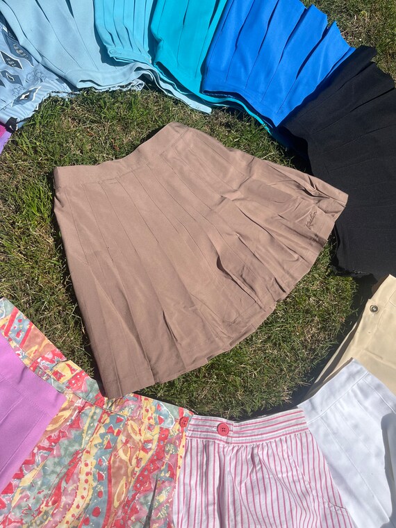 VTG 90s Deadstock Kaelin Taupe Pleated Mini Skirt