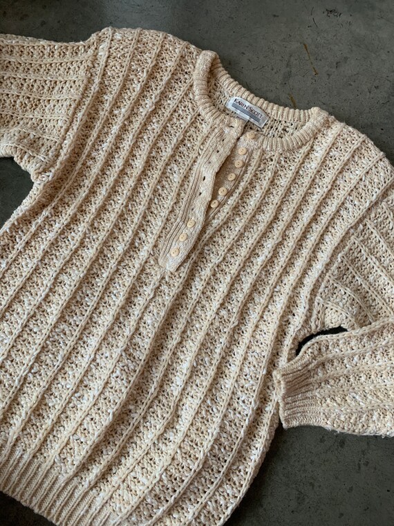 Vintage Henley Chunky Knit Sweater - image 3