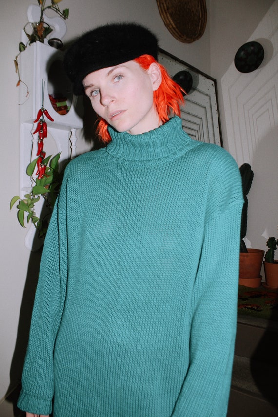 TheMetalRomanticShop Turquoise Turtleneck Sweater