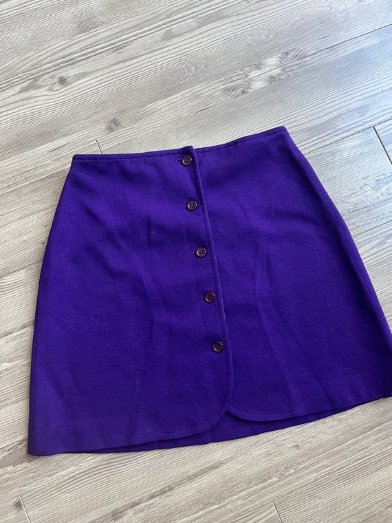 VTG 60s Saks Fifth Avenue Purple Wool Mini Skirt
