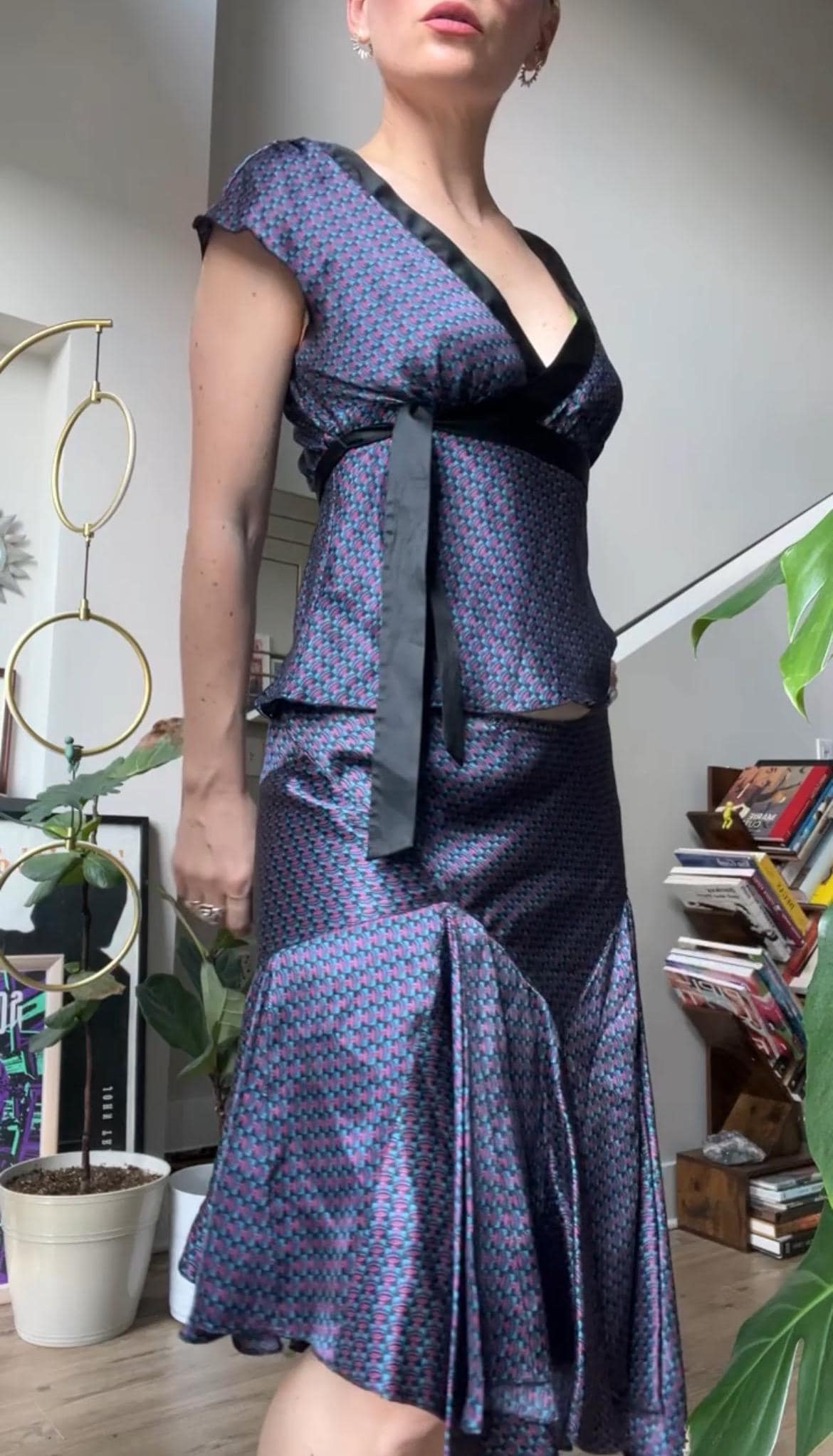 DRESS CAMP シルク100 デザイン ブラウス y2k Puff Sleeve Maxi Dress Women Summer Graffiti Y2k Vintage