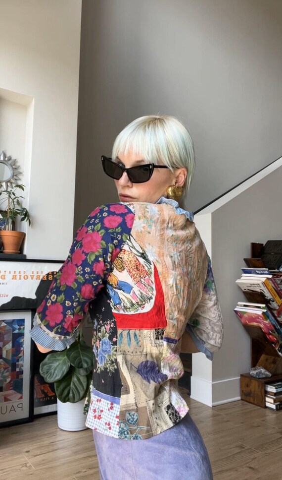 VTG 90s Patchwork Blouse - image 3