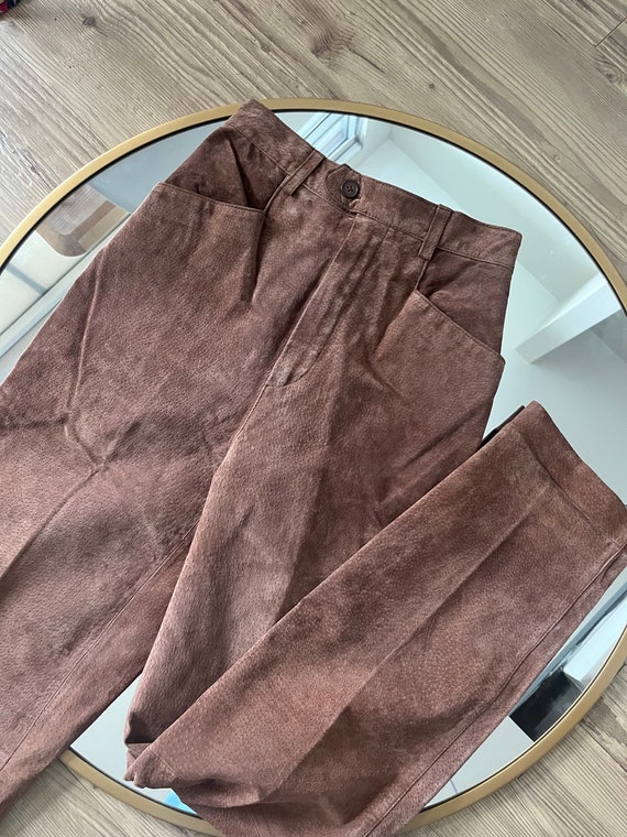 VTG 90s Brown Suede Trousers - image 8