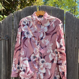 VTG 70年代ピンクの花柄ブラウス