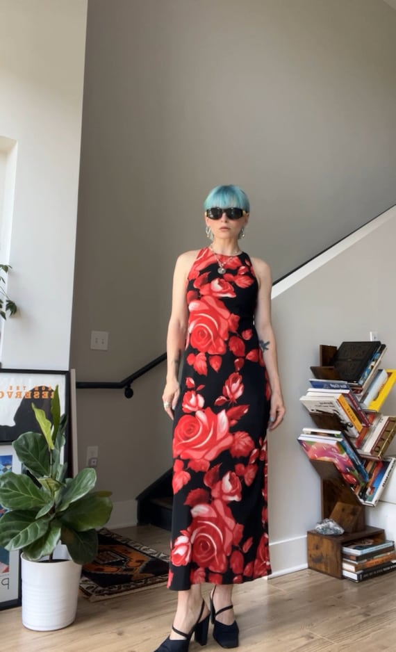chinese dress ladies Maddison Midi Dress in Claudia Rose Black