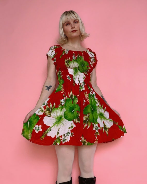 Vintage Smocked Floral Dress