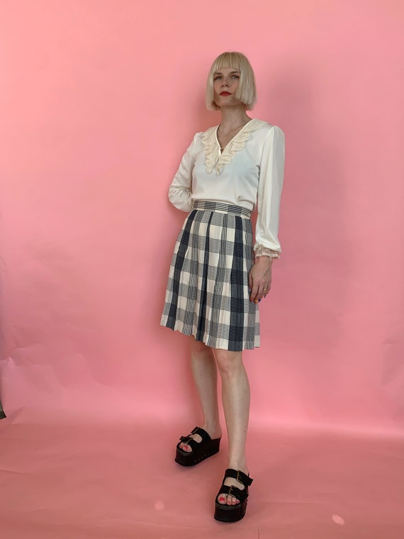 Vintage 80s Plaid Pleated Skirt