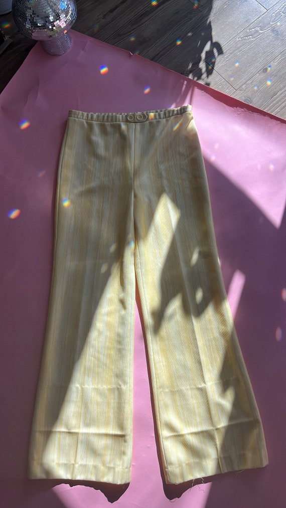 VTG 60s Marbled Yellow Trousers - image 4