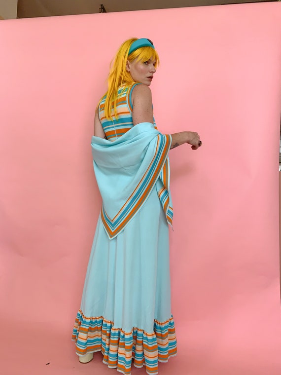 70s Knit Maxi Dress with Matching Shawl