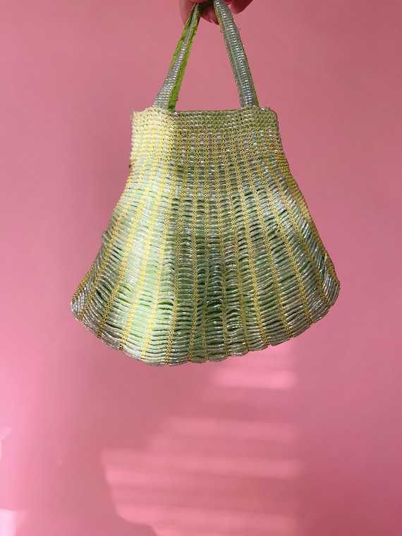 VTG Green Beaded Purse