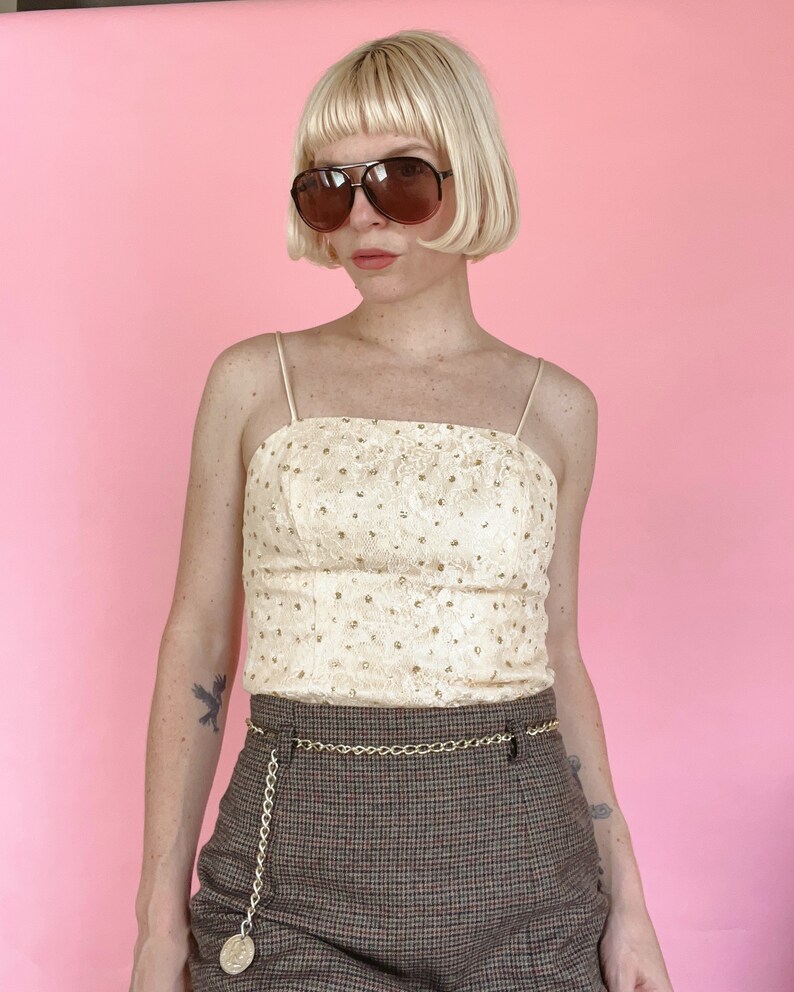 VTG Cream Lace Top image 2