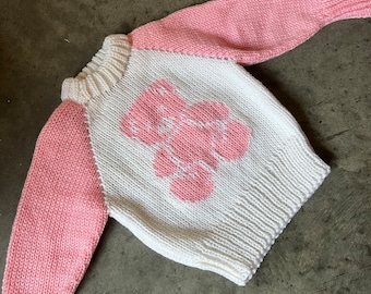 VTG Mini Toddler Handknit Teddy Bear Sweater