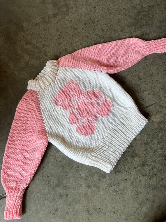 VTG Mini Toddler Handknit Teddy Bear Sweater