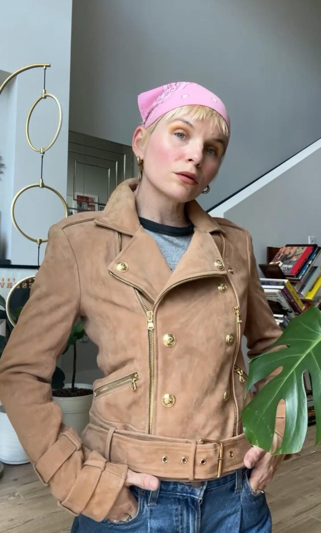 VTG Y2K L'AGENCE Tan Suede Motorcycle Jacket - Etsy