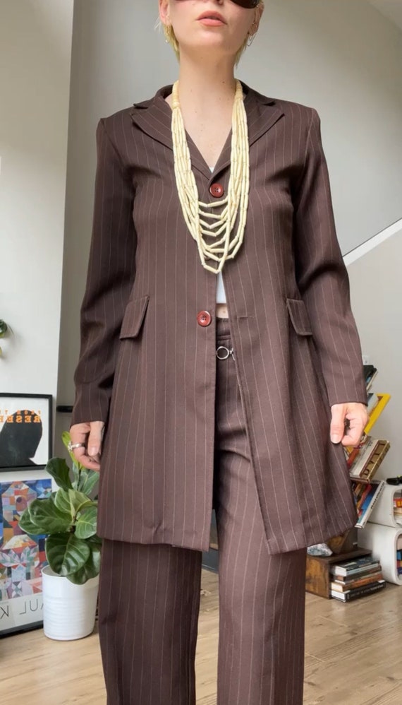 VTG 90s XOXO Brown Pinstripe Suit