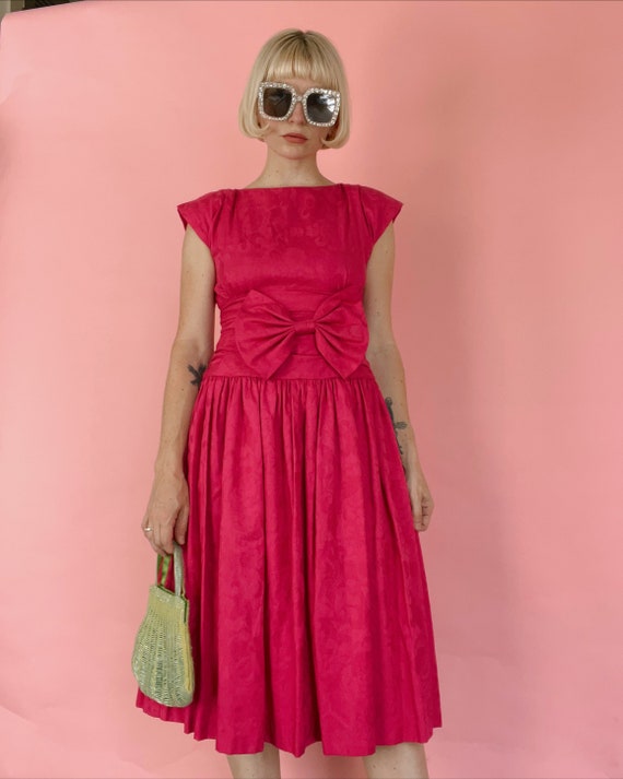 VTG 80s/90s Robbie Bee Pink Bow Dress