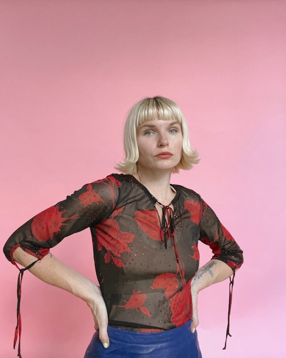 VTG 90s/Y2K Sheer Floral Top