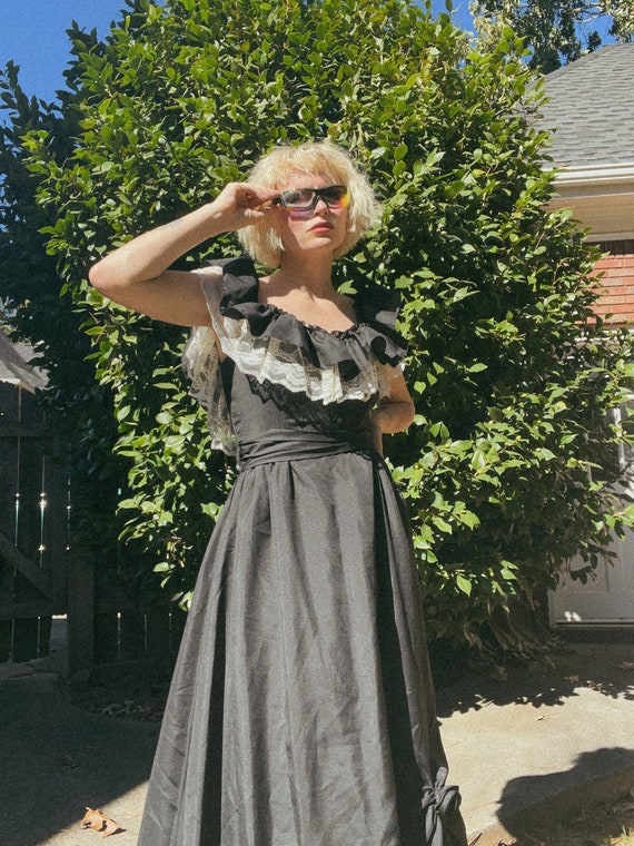 VTG 80s Black/White Lace Dress - image 4