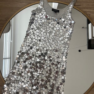 VTG Y2K bebe Mirror Sequin Knit Bodycon Dress image 3