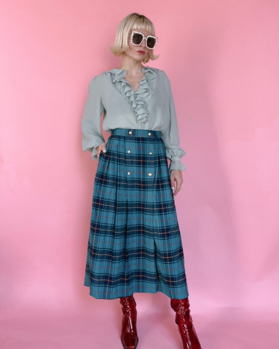 VTG 90s | Plaid Pleated Midi Skirt