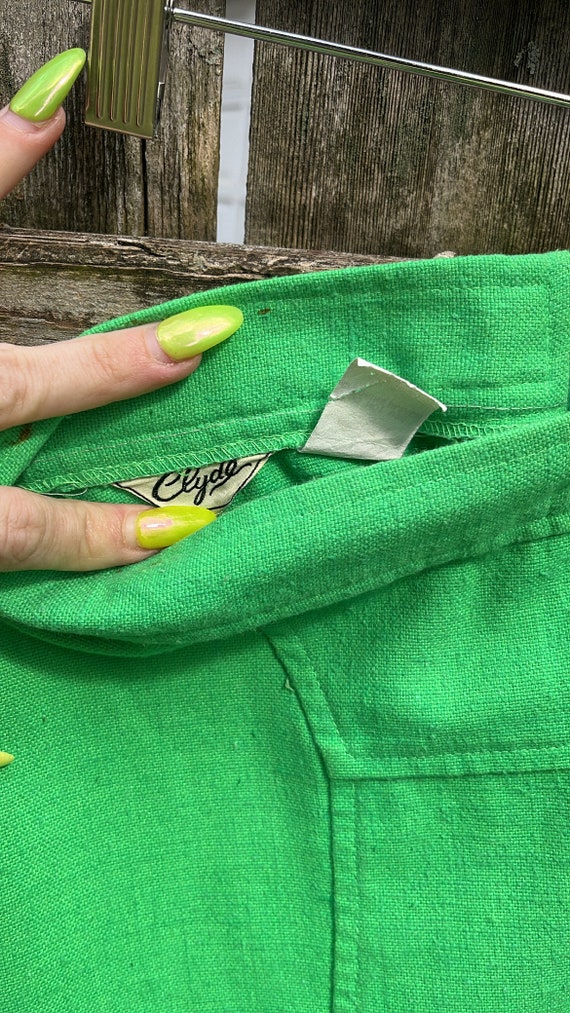 VTG 70s Bright Green A Line Skirt - image 4