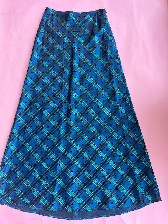 Vintage Pliad Polka Dot Taffeta Maxi Skirt