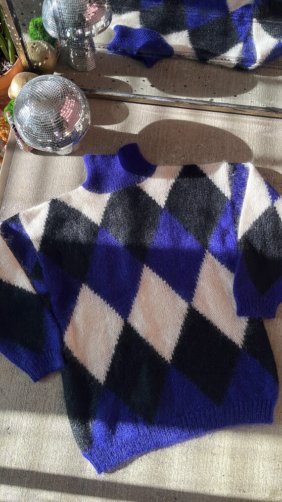 Vintage Harlequin Mohair Blend Sweater - image 3