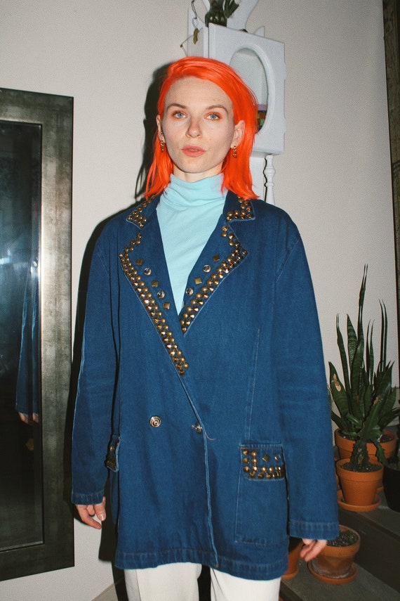 Studded Denim Blazer