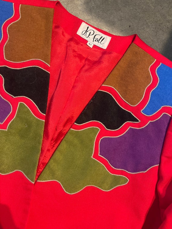 VTG 90s Red Color Block Blazer - image 4