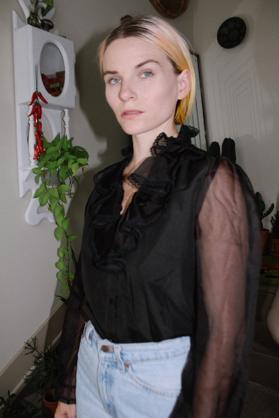 Black Ruffle Blouse