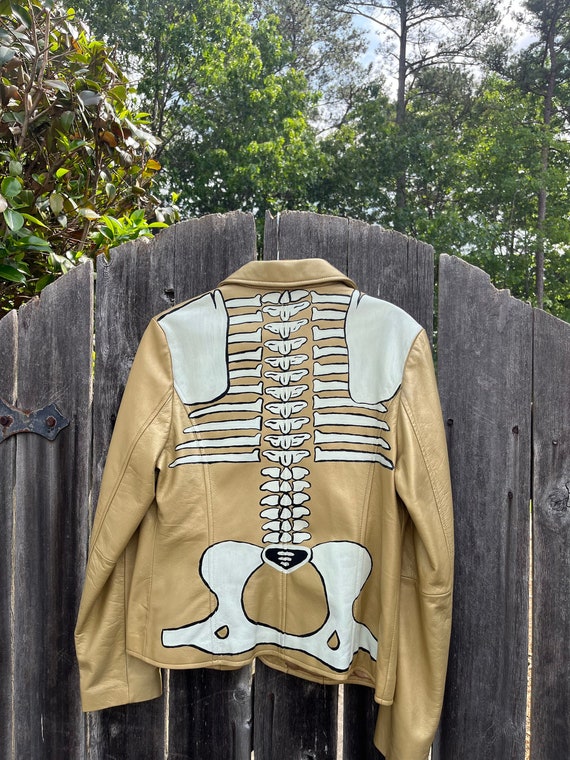 Hand Painted Metallic Gold Backbone Leather Blazer
